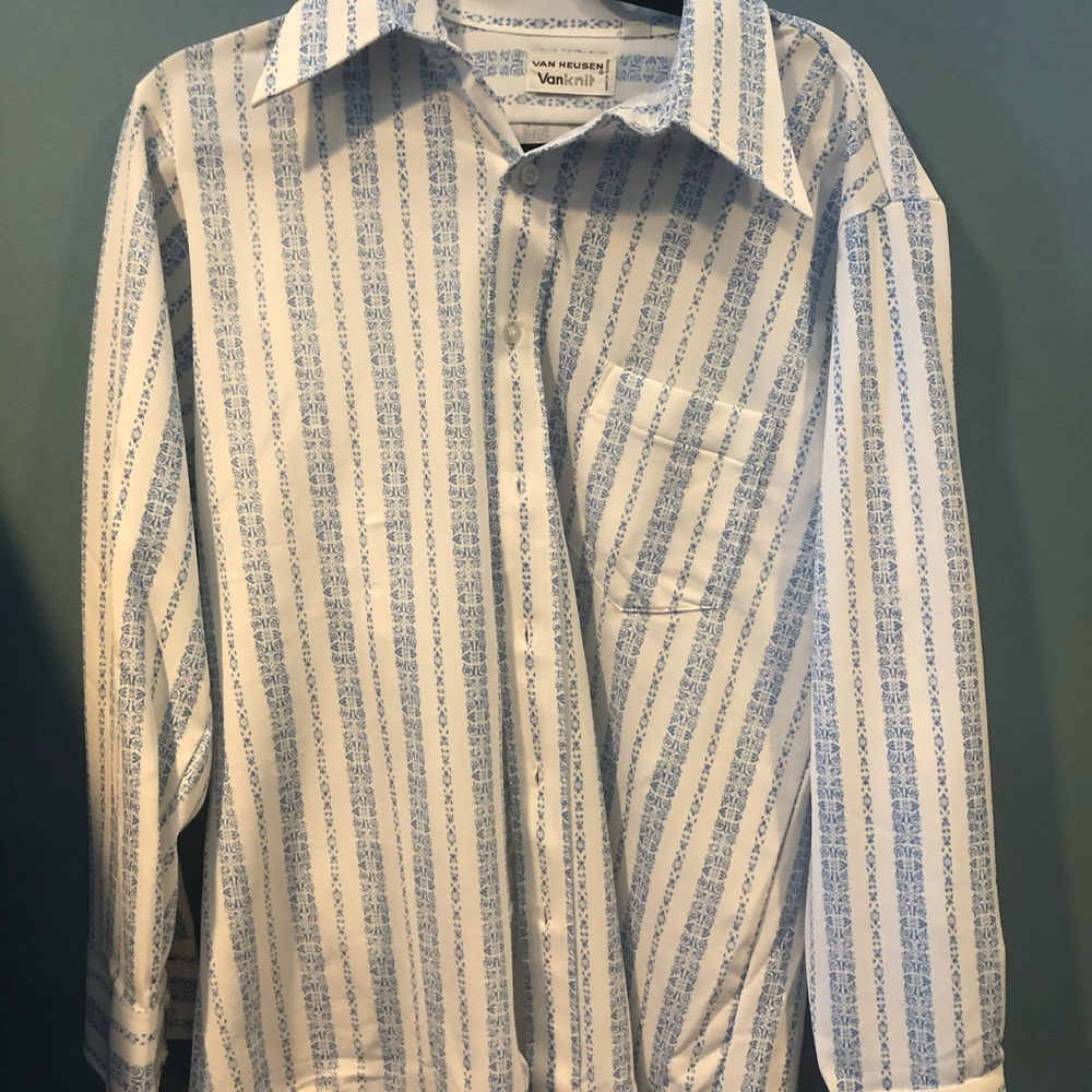 Blue patterned button down